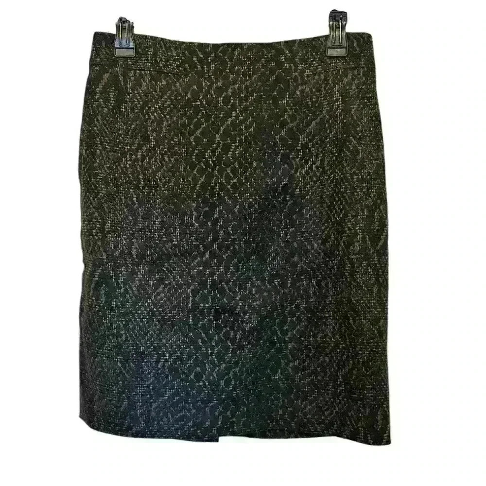 Tahari Women's Skirt A-Line Animal Print Lined Back Zipper Black Size 8